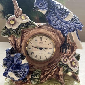 Vintage Landex Royal Craft Clock | Japanese Porcelain Mantel Clock | Hand-Painted Dresser Clock | 1980s Elegant Home Decor