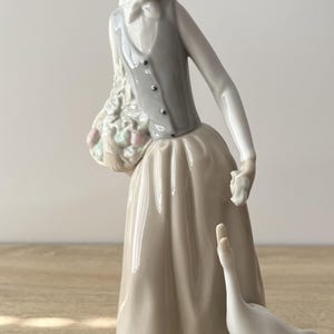 Vintage NAO by Lladro Girl with goose figurine, glazed porcelain woman sculpture, made in spain collectible decor, farmhouse decor