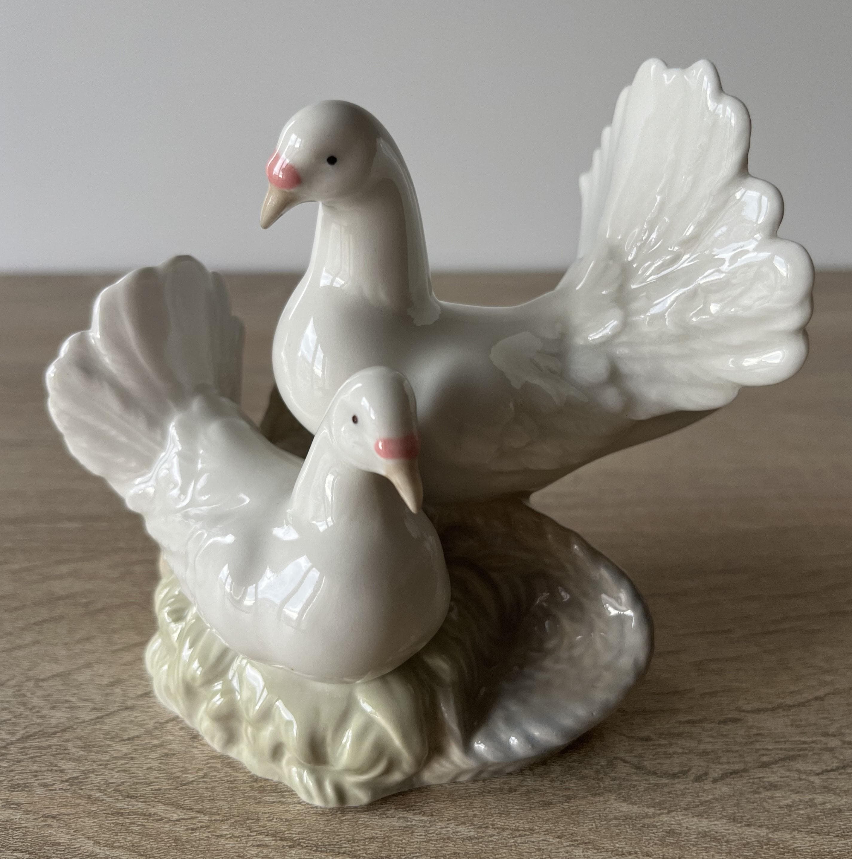 Vintage Porcelain Pigeons Figurine: Miquel Requena Spanish Ceramic