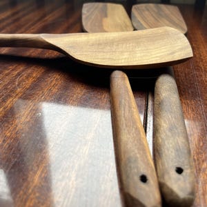 Handmade walnut cooking spatula, Lovely kitchen utensil, Wooden cooking cutlery, Large solid wood spatula, Stylish kitchen gift