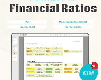 CPA FAR Ratios Memorization Worksheet | Printable Study Tool