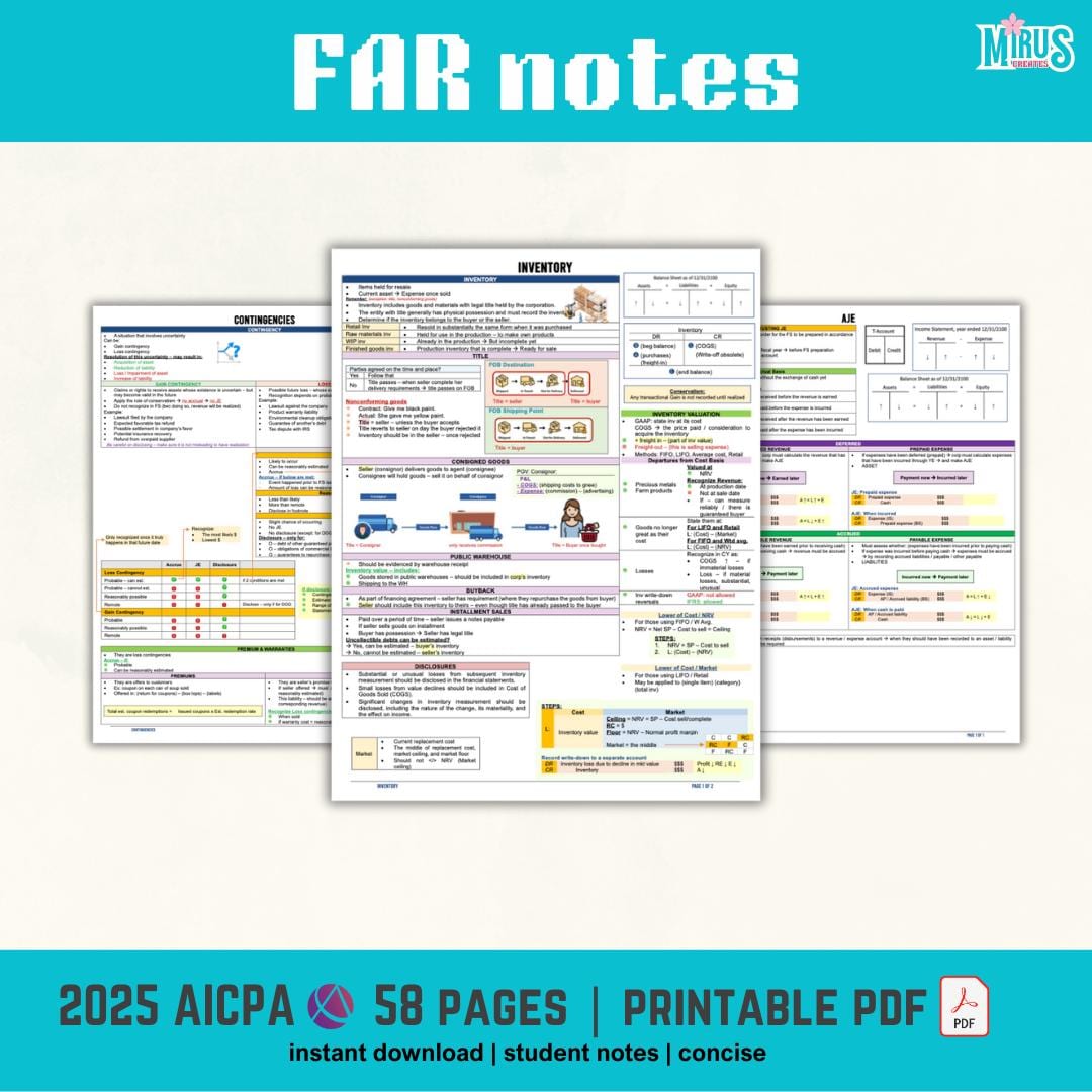 FAR CPA Exam Student Notes | Printable Pdf | 2025 AICPA Evolution
