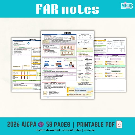 FAR CPA Exam Student Notes | Printable Pdf | 2026 AICPA Evolution