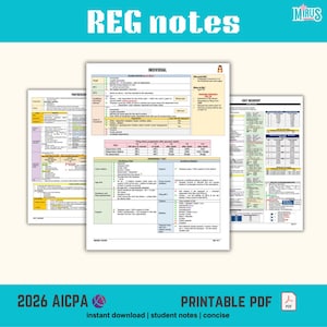 REG CPA Exam Student Notes | Printable pdf | 2026 AICPA Evolution | Summary Notes