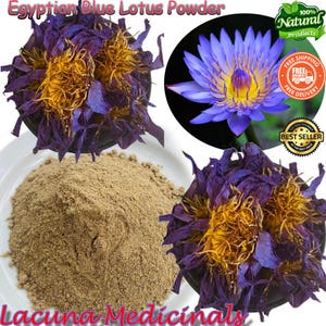 25 Grams Egyptian Blue Lotus Powder, Whole Flowers Powder, Organic Egyptian Blue Lotus, Nymphaea Caerulea Herbal Tea, Made To Orders