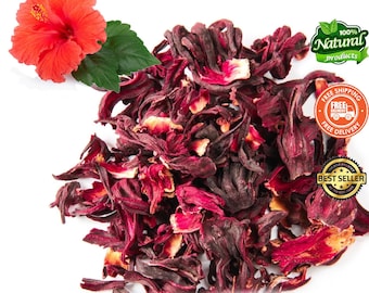Organic Hibiscus Dried Flowers: Hibiscus Sabdariffa Tea (25 Grams)