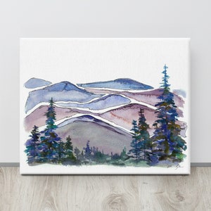Blue Ridge Mountains Watercolor Print on Canvas