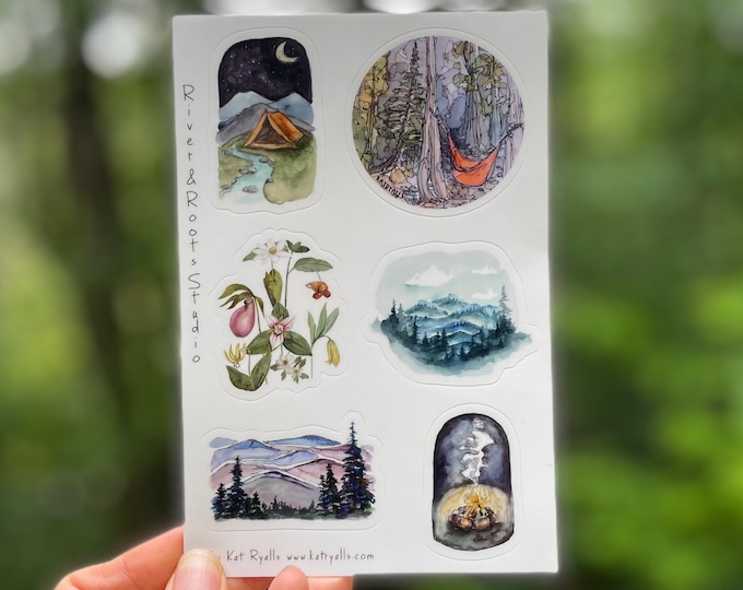 Explore the Mountains Sticker Sheet! 4x6” Vinyl Decals, Weatherproof ...