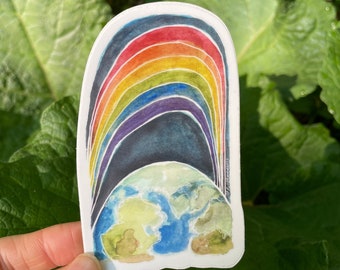 World Rainbow vinyl decal  3" by Kat Ryalls  decal watercolor sticker | roots and wings oracle | tarot