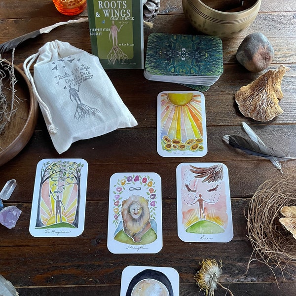 MINI! Roots & Wings Oracle Deck 63 2.25x3.5" cards by Kat Ryalls mini oracle card deck | Tarot Cards | Tarot Card Deck