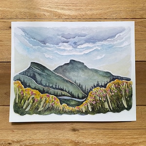 Linville Gorge Table Rock Blue Ridge Mountains Watercolor Fine Art