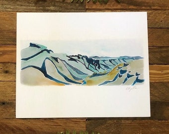 Linville Gorge Table Rock NC Blue Ridge mountains watercolor fine art print 2018 by kat ryalls