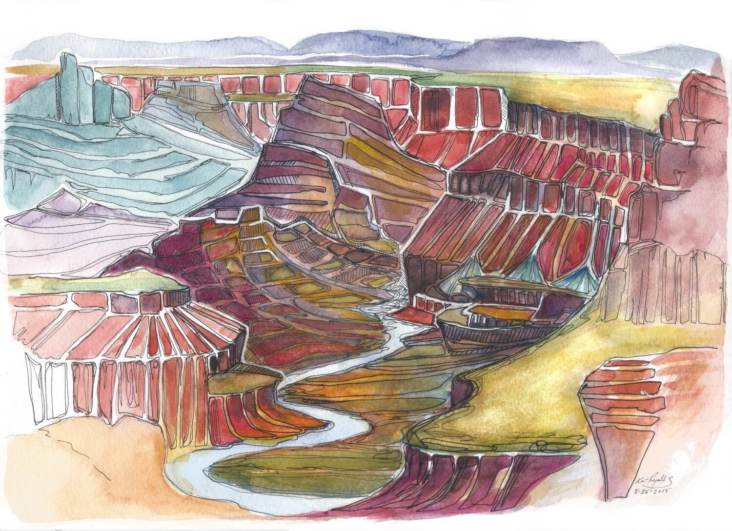 Grand Canyon National Park Watercolor Art Print Nature Art Kat Ryalls ...