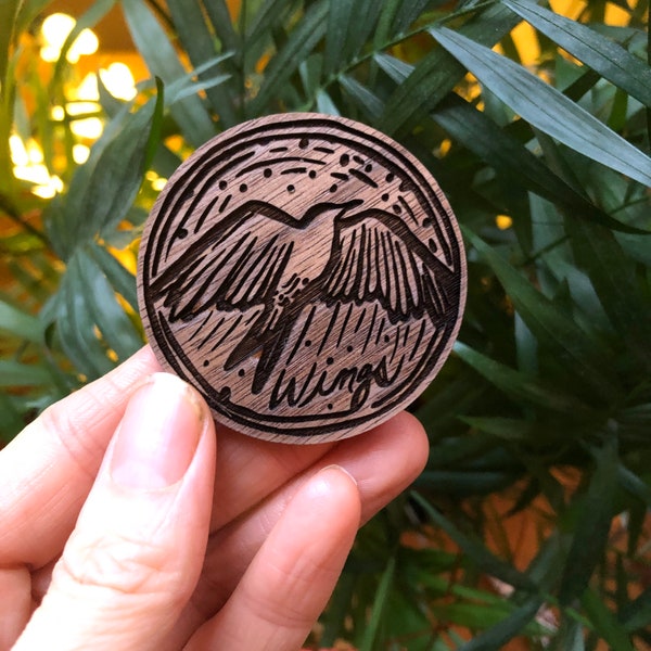 Roots and Wings coin, walnut token, yes no coin, divination coin, Oracle deck,tarot
