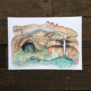 Calf Creek  Utah watercolor National Park fine art print Grand Staircase Escalante