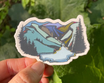 Blue Linville Gorge Wilderness Blue Ridge Mountain Vinyl Sticker  3" by Kat Ryalls