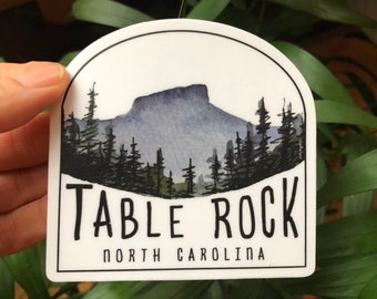 Linville Gorge Wilderness Sticker  Table Rock 3.4"  by Kat Ryalls watercolor North Carolina blue ridge mountains journey travel