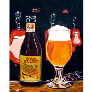 Gruut Blonde, Belgian Beer, Bar Art, Gift for Him, Art for Men, Funny Beer Poster, Ghent City Brewery, Gift for Boyfriend, Man Cave Beer Art