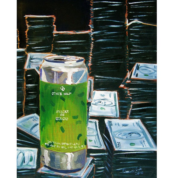 Cash Stacks, Other Half Brewing, Accountant Gift, New York, Brooklyn Beer Art, Stacks on Stacks IPA, Money Art, Graduation Beer Gift for Him