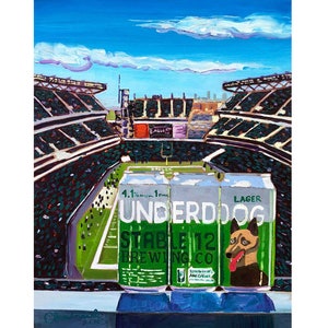 Philadelphia Eagles Football & Beer Poster, Lincoln Financial Field, Stable 12 Brewing, Underdog Lager Beer Art, Phoenixville, Pennsylvania