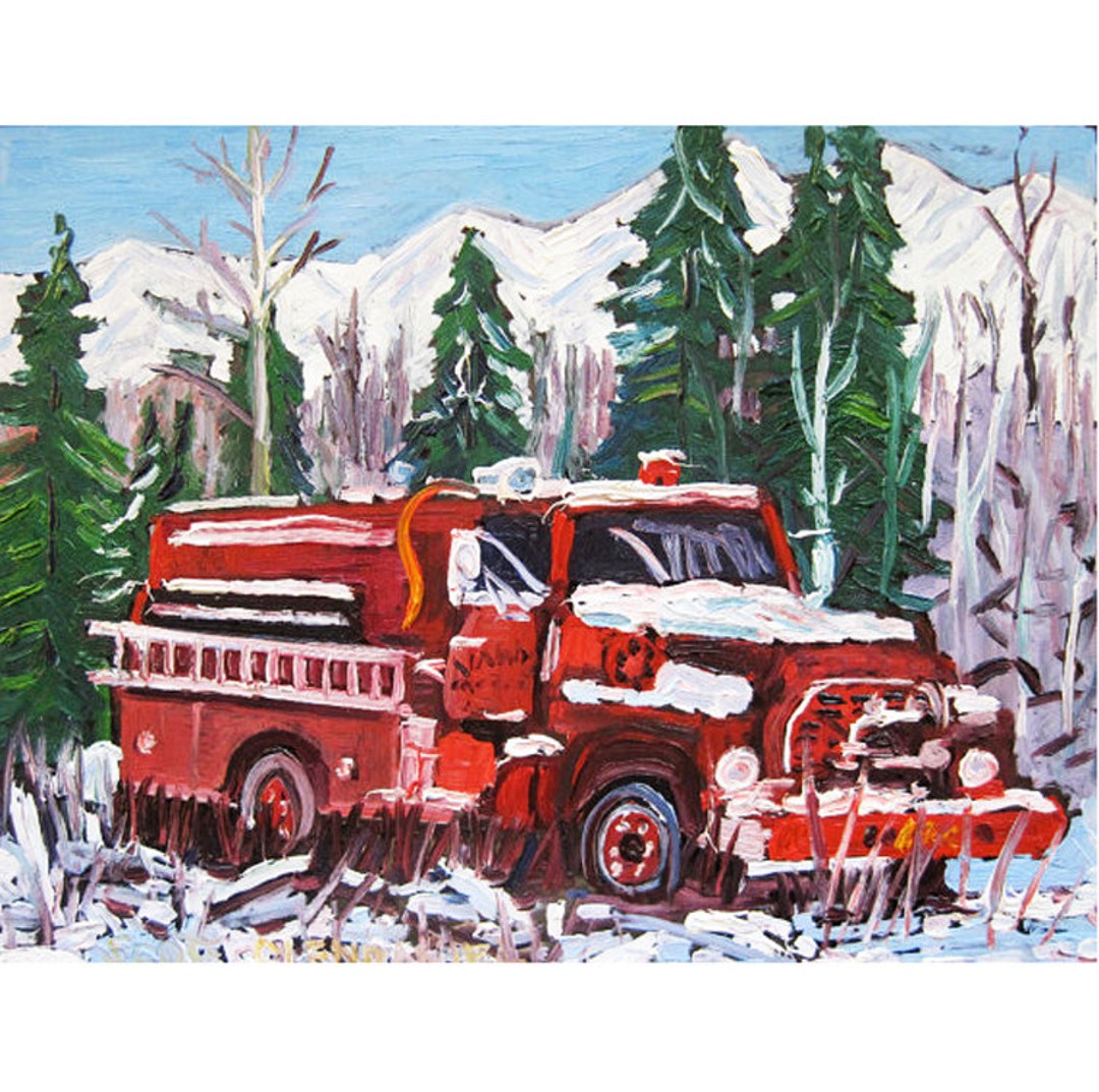 Fire Truck Art Print, Boy's Room Fire Truck Decor, Painting for a Man ...