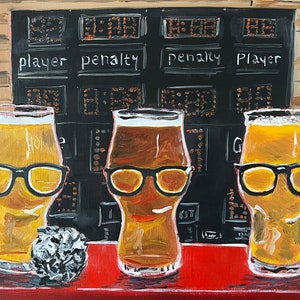 Odd Man Rush IPAs Slap Shot Hockey Movie Parody Print, by Alaskan Beer Artist Scott Clendaniel