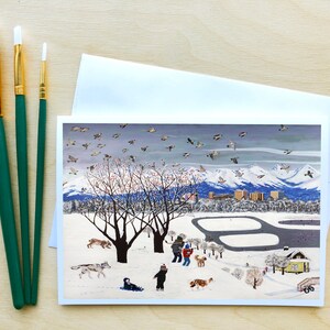 Winter Day at Westchester Lagoon Blank Greeting Card, Blank Inside, 7"x5", with Envelope
