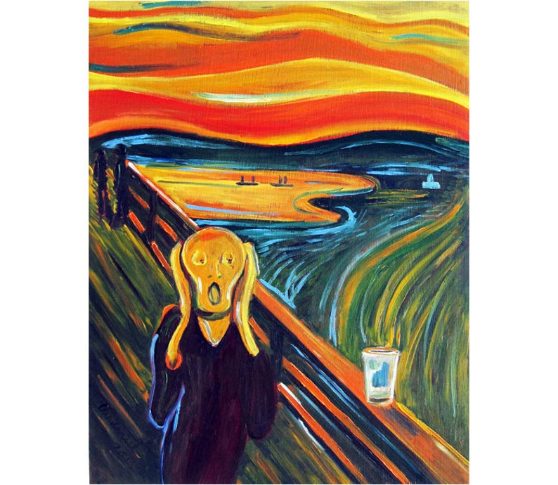 The Scream, Beer Parody, Der Schrei der Natur, Edvard Munch, Funny Beer Poster, Man Cave Beer Decor, Norwegian Beer Art, Groomsmen Beer Gift image 1