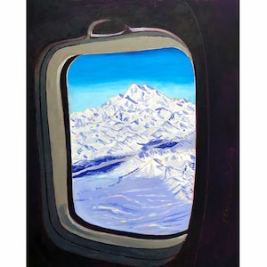 Denali Mountain Painting, Alaska Airlines Club 49 Art, Alaska Mountains, Gift for Pilot, Scott Clendaniel, Alaska Aviation, Mt McKinley Art