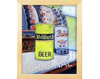 PBR schilderij, Duits bier geschenk, Pabst bier kan kunst, oude Rheinland bier kan, verbod tijdperk bier schilderij, PBR kunst, antieke bier poster