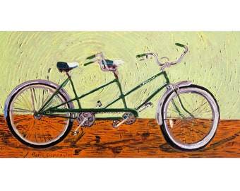 Schwinn Vintage Tandem Bicycle Art Print, Wedding Gift, Anniversary Gift, Bicycle Built for Two, Cycling Gift for Couple, Gift for Parents