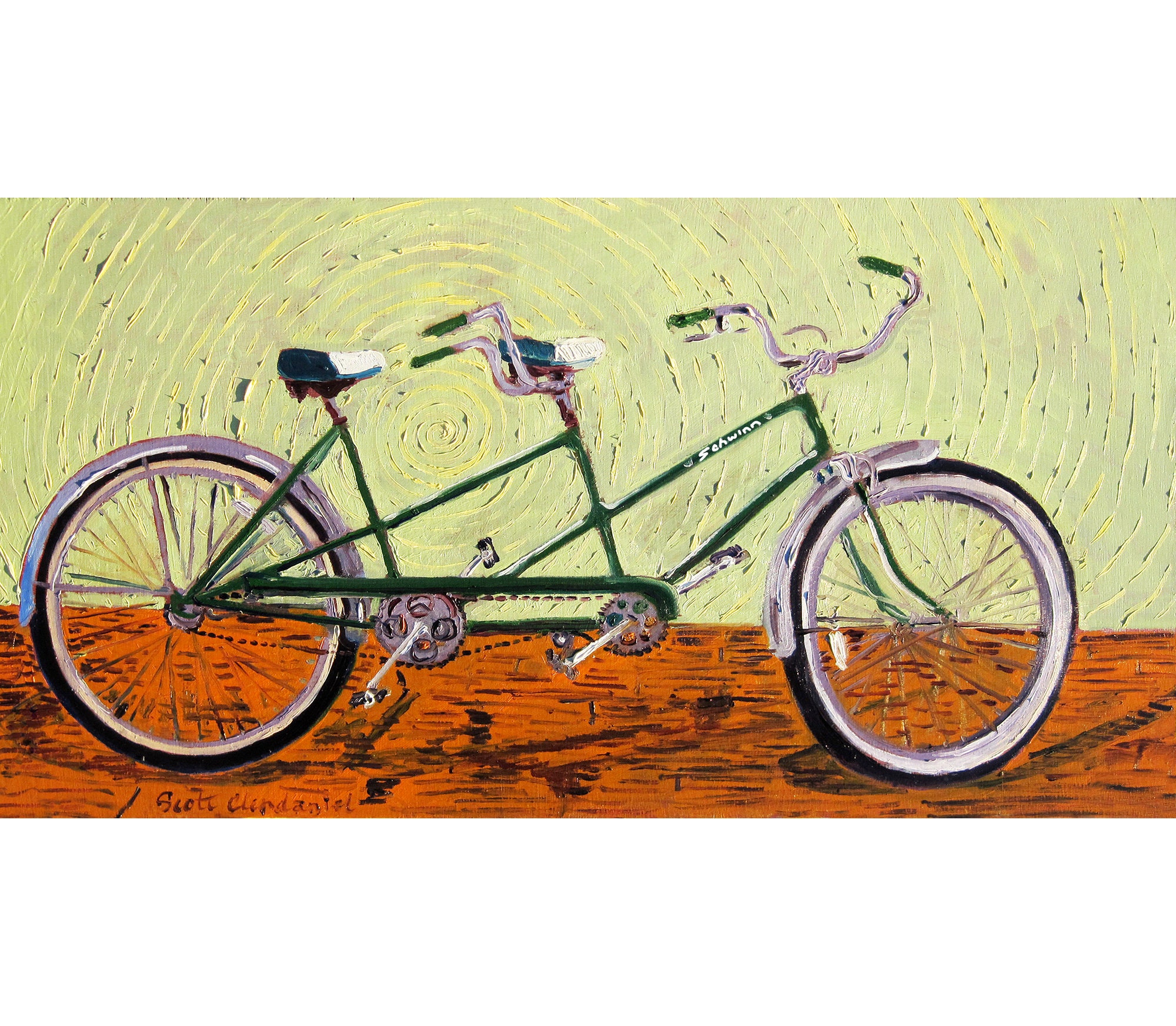 Schwinn Vintage Tandem Bicycle Art Print, Wedding Gift