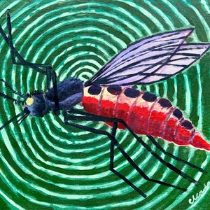 Impresión de mosquitos del artista de Alaska Scott Clendaniel, pintura de insectos