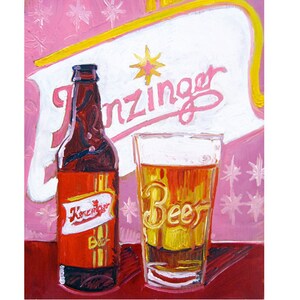 Pennsylvania Beer Art, Philadelphia Brewing Gift for Husband, Gifts under 50, Kenzinger Beer, Kitchen Alcohol Art, Dining Room Beer Painting