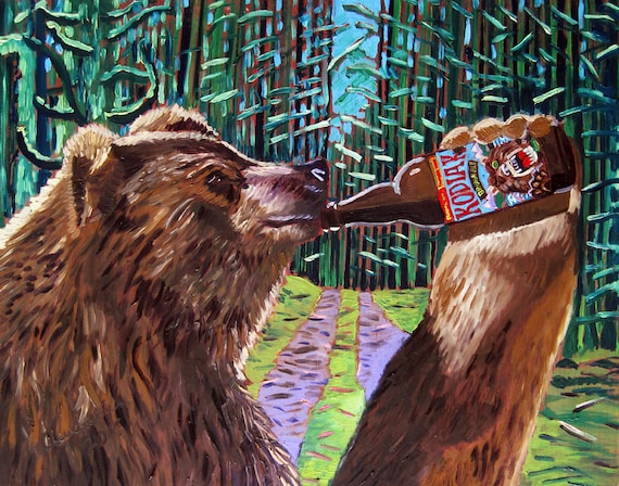 Grizzly Bear Beer Painting Groomsmen Gifts Kodiak Brown Ale 