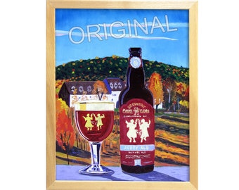 Ommegang Brewery Painting, Abbey Ale, Craft Beer Gift for Him, New York Beer Poster, Gift for Beer Drinker, New England Fall Leaves Painting