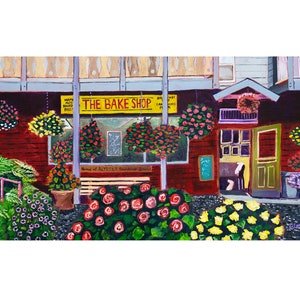 The Bake Shop in Girdwood, Alaska Art Print, Alaskan Artist Scott Clendaniel, Alyeska, Gift for Baker, Flowers, Dining Room Wall Decor