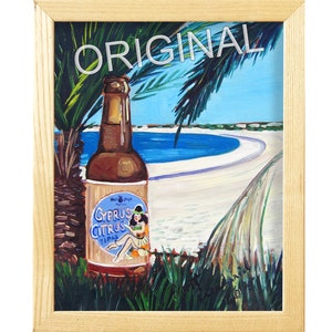 Cyprus Citrus IPA, Cyprus Beach Poster, Beer on Beach Art, Hula Hops Brewing, Craft Beer Gift for Him, Cyprus Beer, Palm Tree, Art for Men