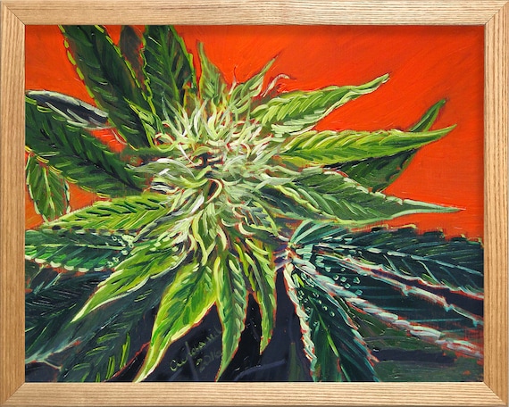 植物絵画 大麻アート、ウィードアート、420 アート、大麻の絵画、マリファナの