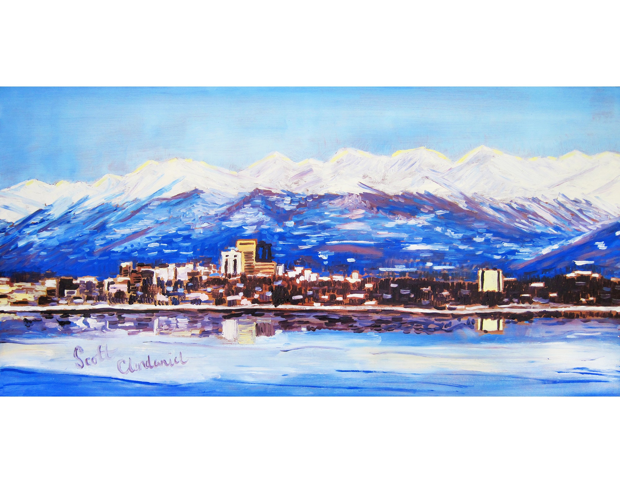 Anchorage Skyline in Spring Living Room Painting Chugach - Etsy