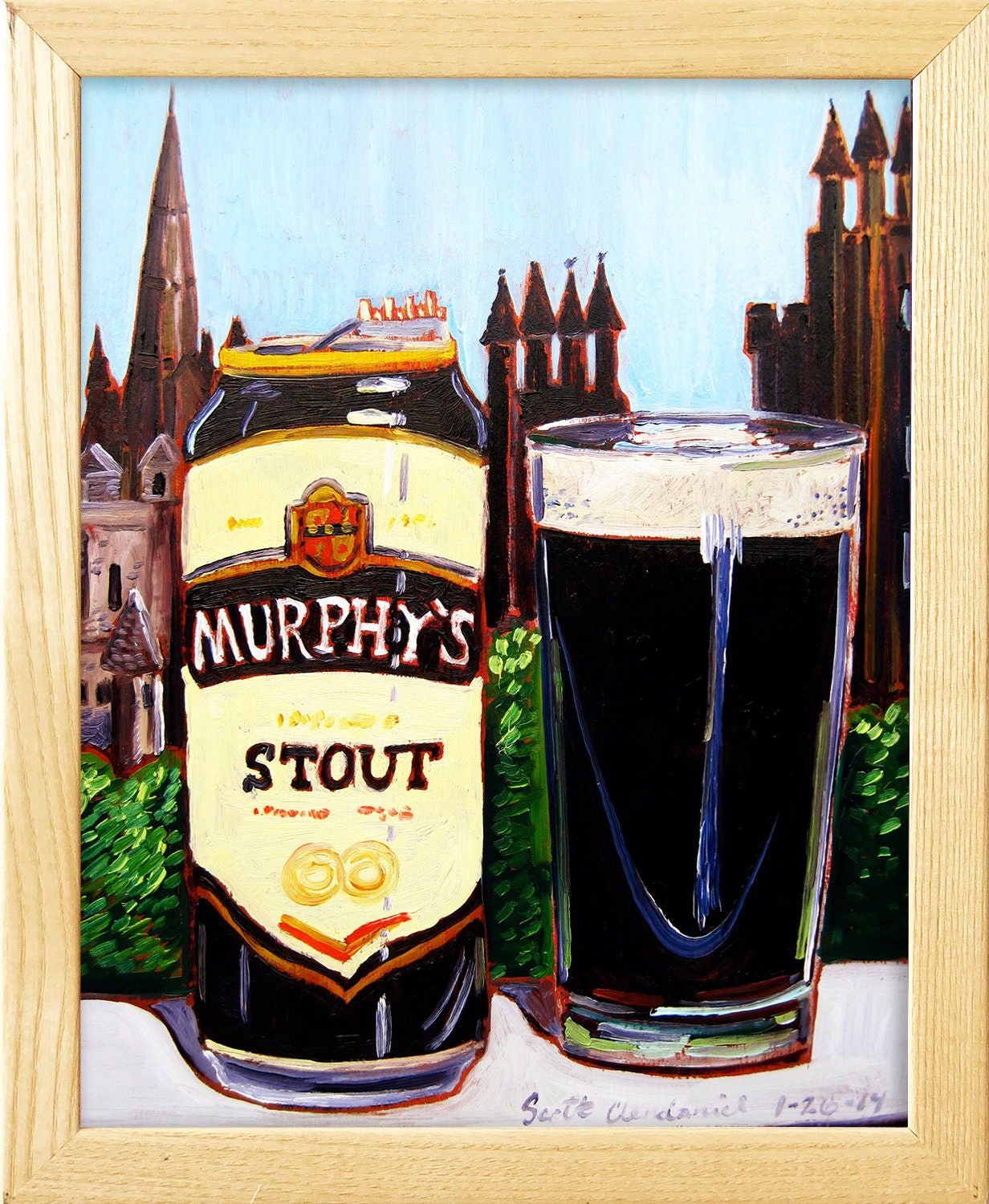Murphy's Stout Beer Painting, Scottish Alcohol Gift, Scotland