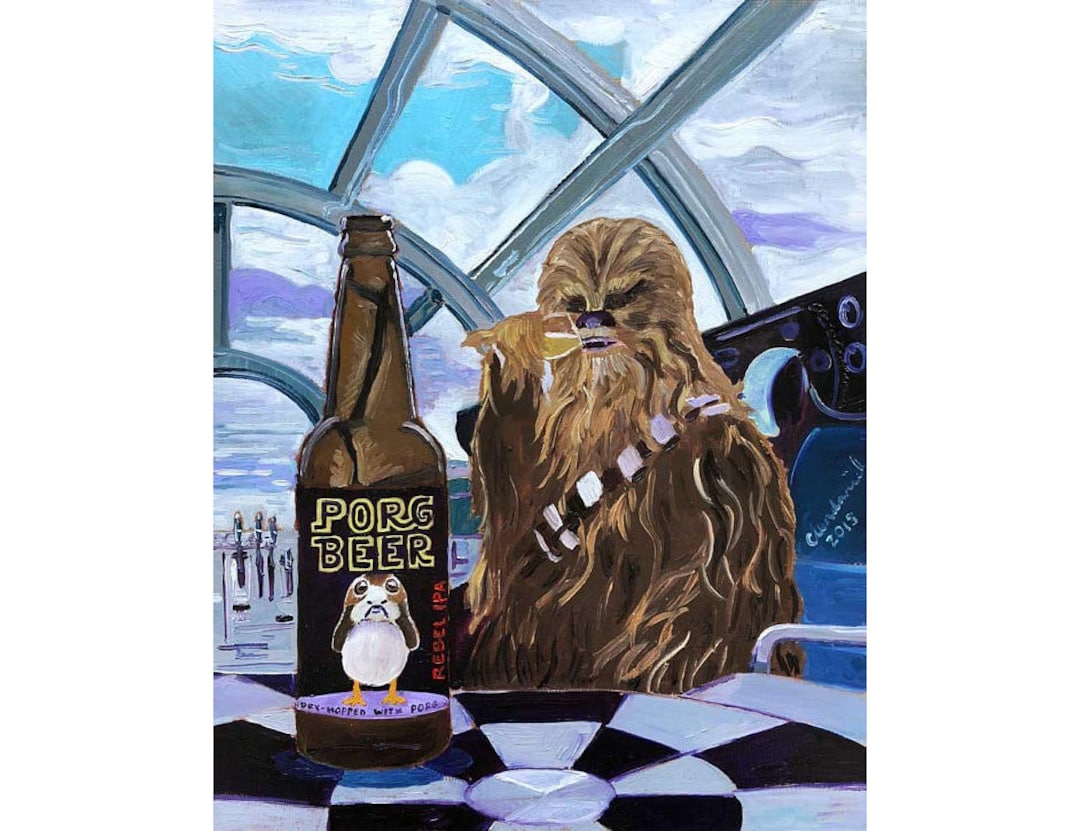 スターウォーズの面白いチューバッカビールの絵、ポーグアート