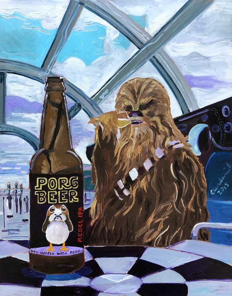 Star Wars Funny Chewbacca Beer Painting, Porg Art, Millennium Falcon  Poster, Art for Men, Rebel Gift for Him, Anniversary Gift for Boyfriend