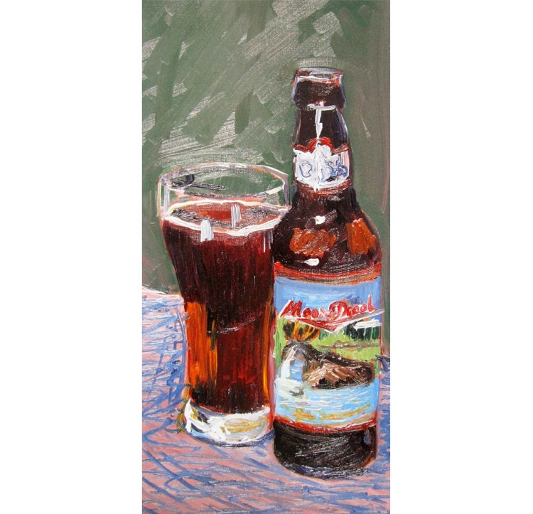 MOOSE DROOL Beer Art for Men, Montana Beer Art, Big Sky Brewing, Moose Painting, Gift for Beer Drinker, Dining Room Painting, Gift for Him