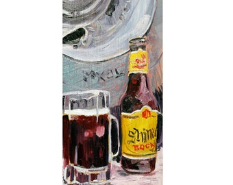 Shiner Bock Beer Poster, Texas Beer Art, 21st Birthday Gift for Son, Beer Gift for Brother, Texas Painting, Father's Day Gift, Bar Beer Art