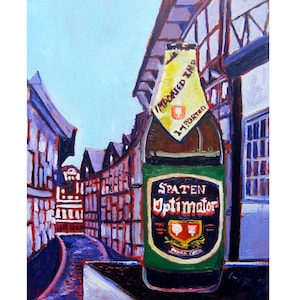Spaten Optimator Beer Art, German Beer Poster, Beer Drinker Gift, Oktoberfest, Kitchen Alcohol Decor, Post & Beam Buildings, Dining Room Art