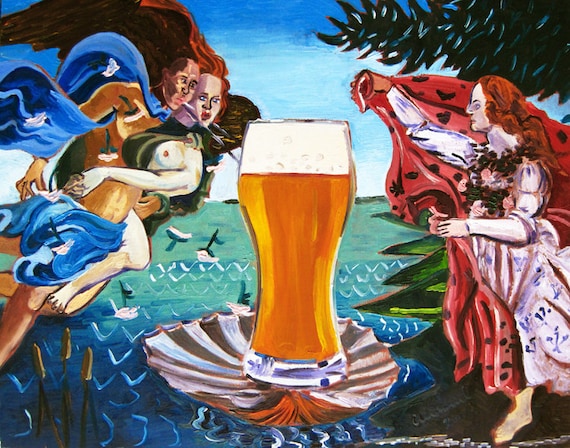 Die Geburt Der Venus Sandro Botticelli Lustige Bier Parodie Etsy