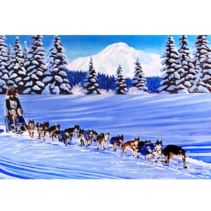 Iditarod Dream Print by Alaskan Artist Scott Clendaniel, Various Sizes Available