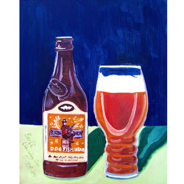 Affiche de bière Dogfish Head, Burton Baton IPA, Art de cuisine, cadeau de bière artisanale de garçon d'honneur, Art de barre, affiche de bière Man Cave, cadeau de bière pour frère