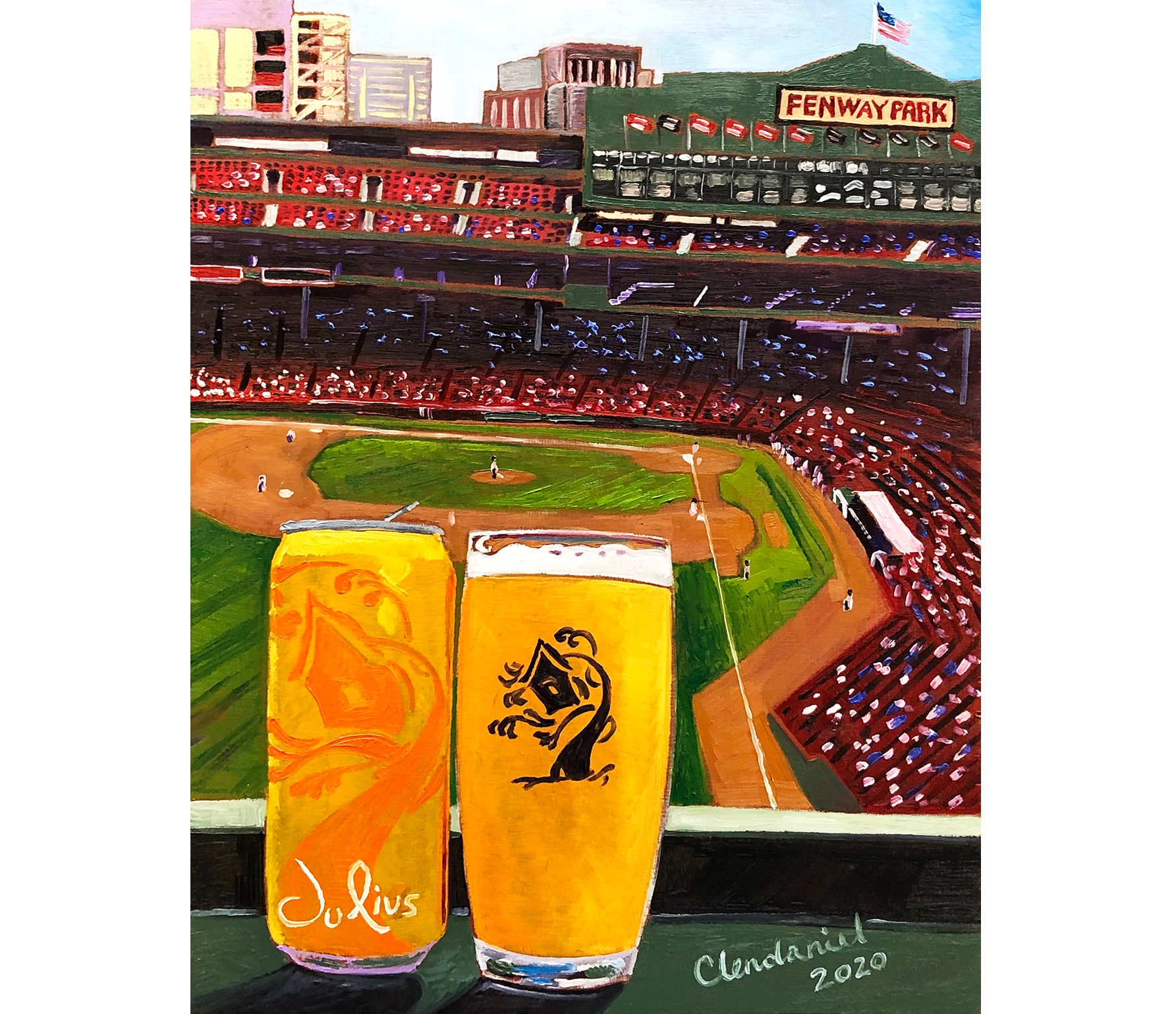 Julius IPA by Tree House Brewing at Fenway Park, Massachusetts Craft Beer Gift for Him, MLB, Baseball & Beer Man Cave Wall Decor, Beer Art